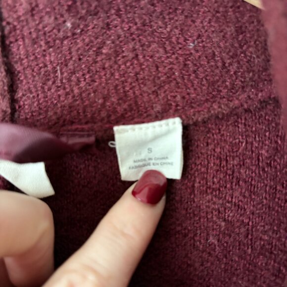 Anthropologie Moth Boiled Wool Mayella Cardigan Sweater Coat Burgundy Size Small - Picture 7 of 8